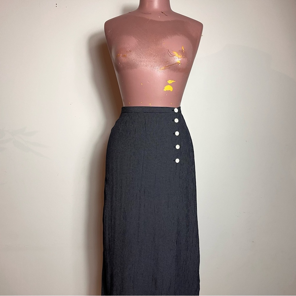 Vintage 90s Maxi Navy Blue Wraparound Skirt